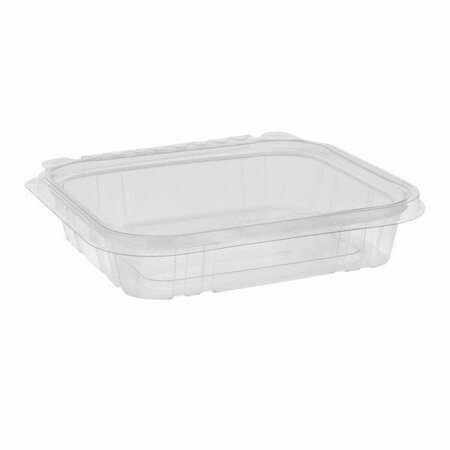 REPARTIR 16 oz Shallow Tamper Evident Recycled Plastic Hinged Deli Container, Clear - 240 Count RE2490158